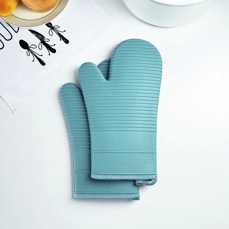 Oven Gloves Food-Grade Silicone 13 in Heat Resistant Kitchen Cooking BBQ Baking Safety Gloves | Thomler