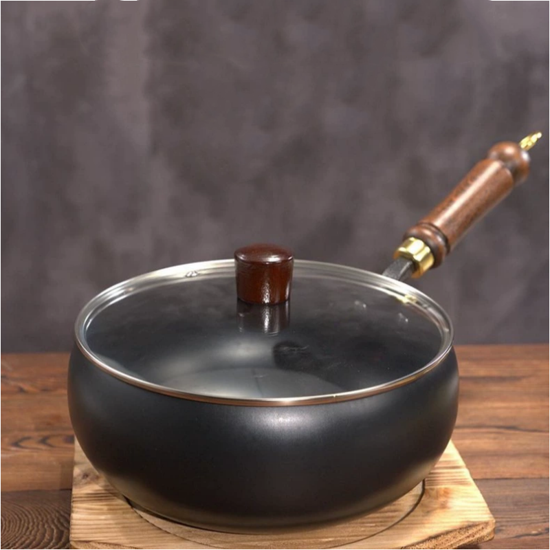 Wok Pan Cast Iron 30.0 cm Heavy-Duty Cooking For Stir-Fry Sauté Simmer | Thomler