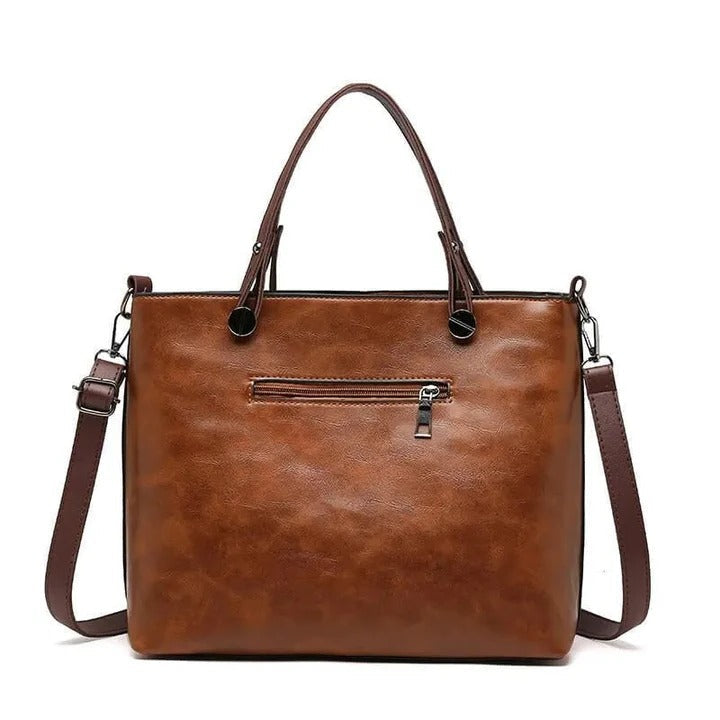 Genuine Leather Tote Bag for Women – Multi-Pocket Shoulder Purse for Work & Travel with Adjustable Strap | Thomler