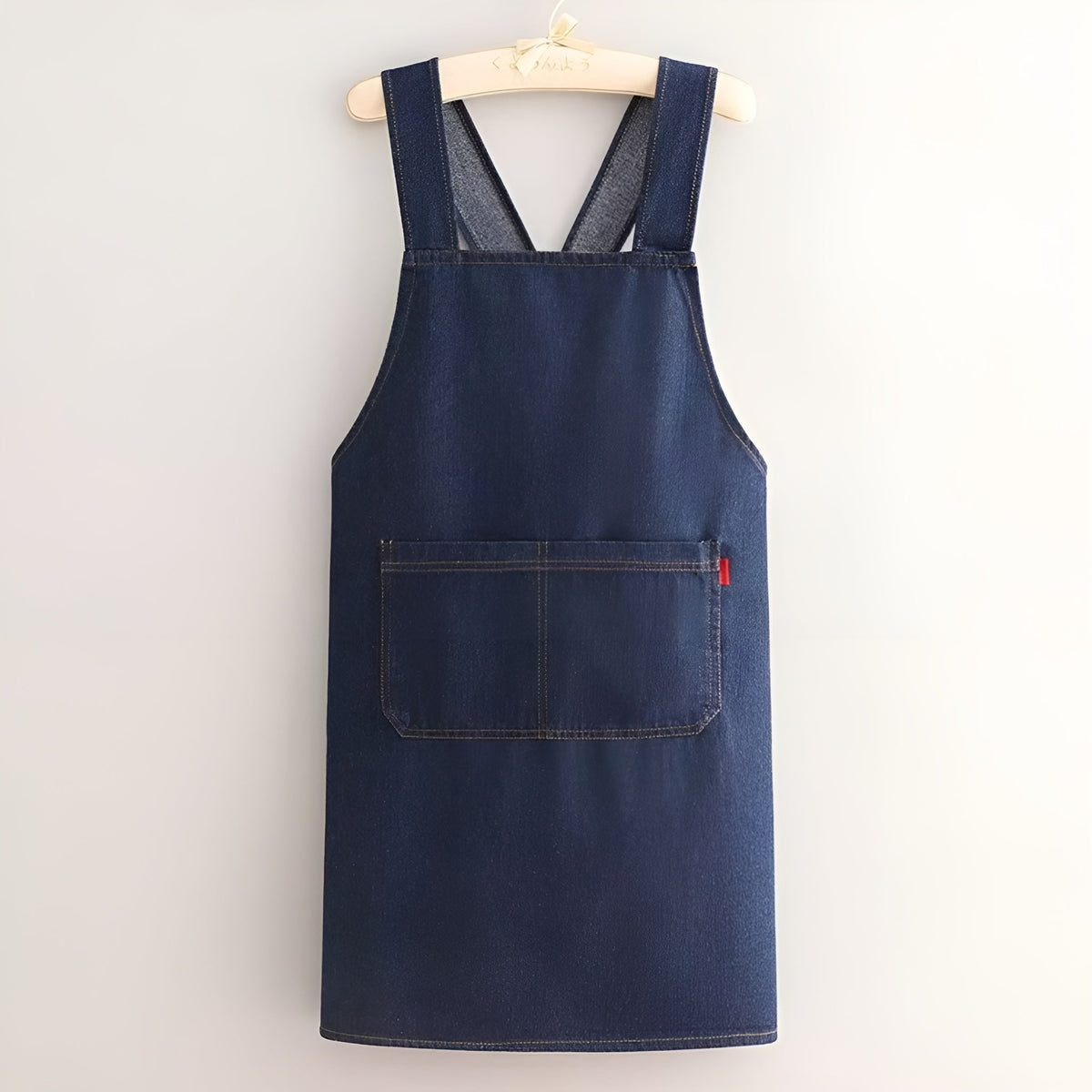 Cross-Back Bib Apron with Front Pocket – Denim-Look Kitchen & Workshop Apron for Cooking, Baking & Crafts | Thomler