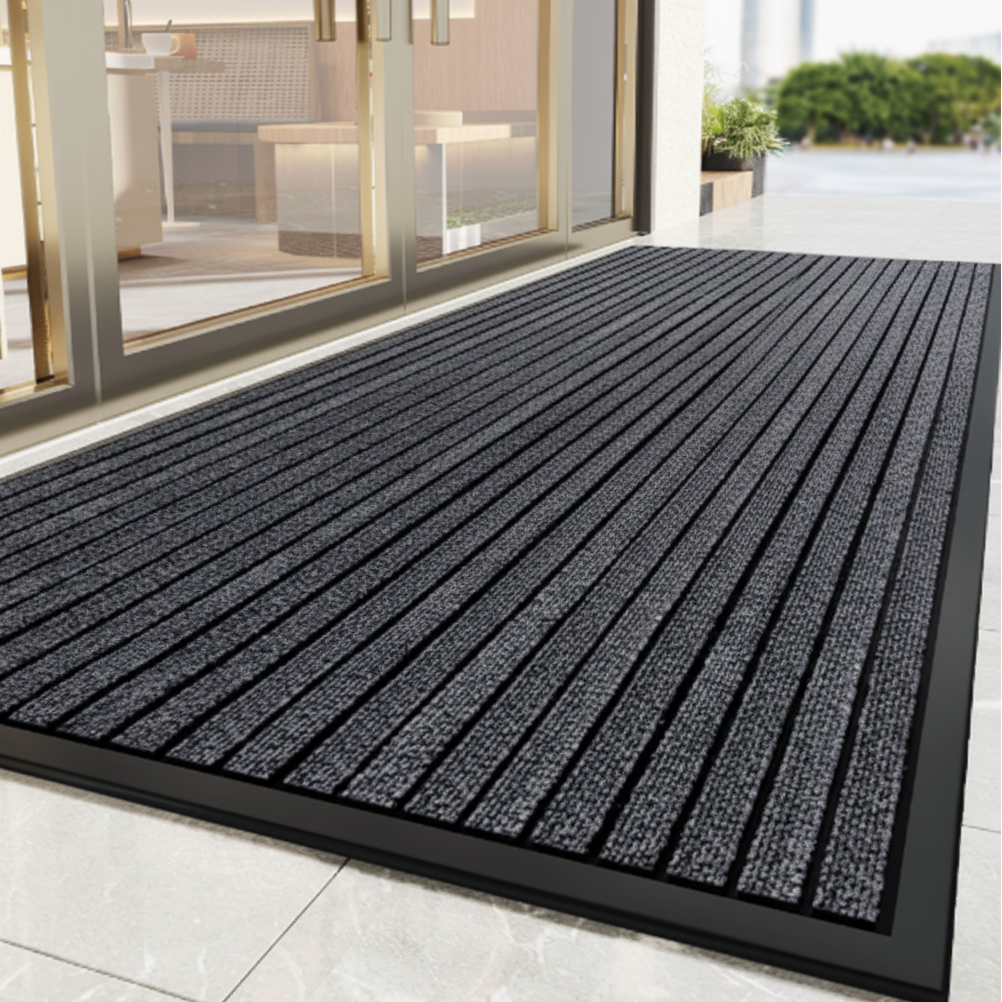Indoor Outdoor Rubber Doormat Non-Slip Striped Entry Mat for Front Door Hallway Patio Foyer Mud Room High Traffic Areas Home Entryway | Thomler