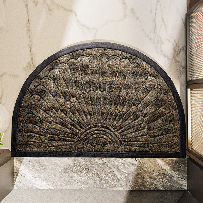 Half-Round Rubber Doormat with Anti-Skid Backing for Front Door, Patio & Mudroom Entrance | Thomler