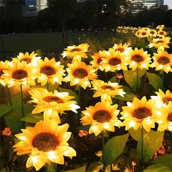 Solar Sunflower Garden Lights Outdoor Set | Automatic LED Pathway Stake Lights for Yard, Patio & Walkway | Wireless Weather-Resistant | Thomler