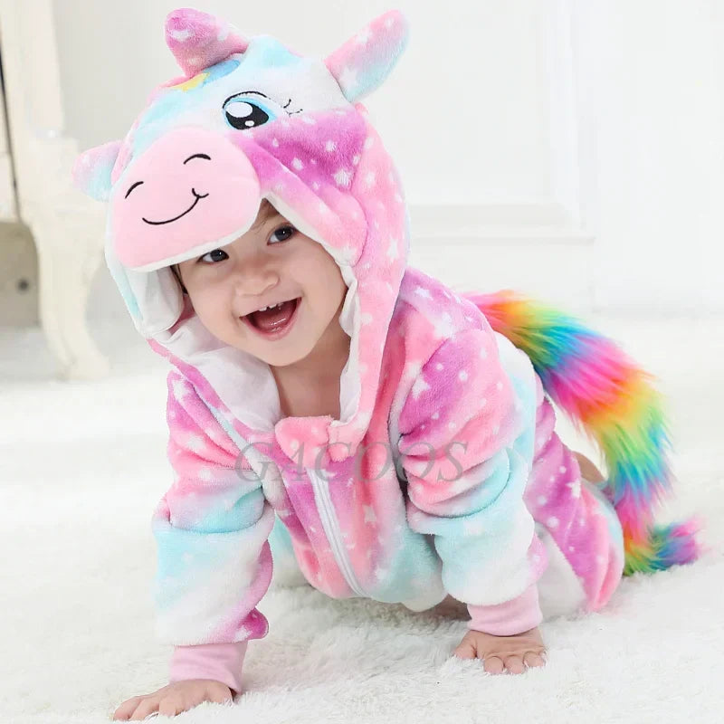 Soft Baby Animal Onesie Costume with Hood – Full-Zip Fleece Outfit for Infants & Toddlers – Home, Playdates & Photo Ops | Thomler