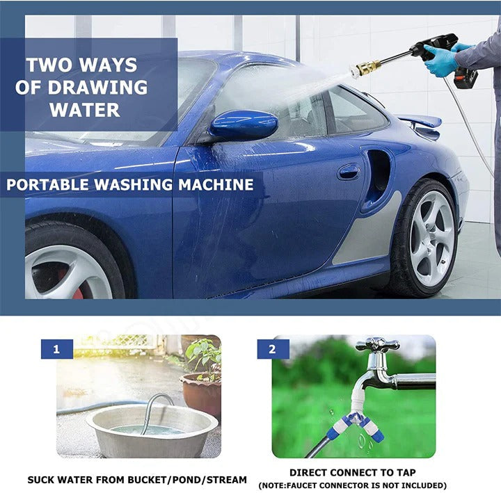 Rechargeable Pressure Washer with Dual Battery Pack for Cars, Patios & Outdoor Cleaning – Portable Cordless Spray Gun | Thomler