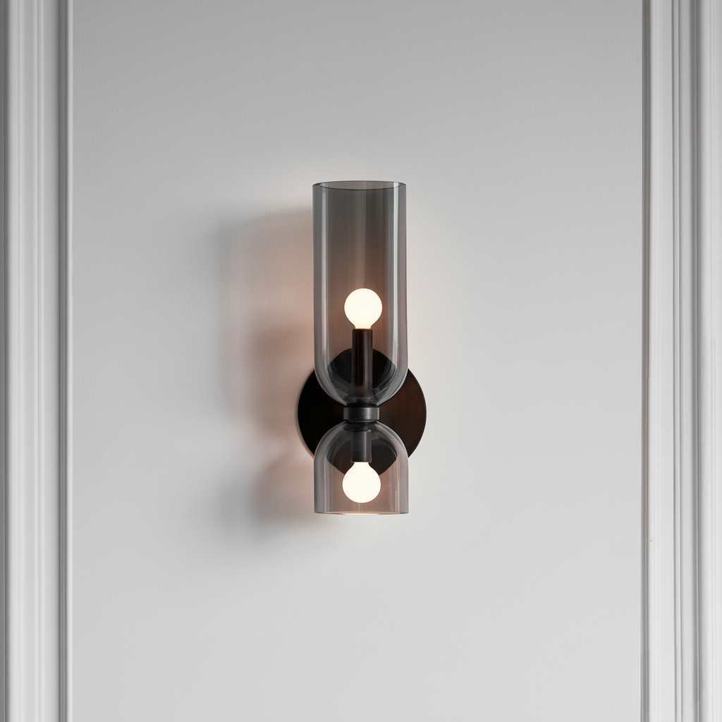 Glass & Iron Wall Sconce - Vintage-Inspired Dual-Light Fixture for Hallway, Bedroom & Dining Room - Hardwired Design with E12 Candelabra | Thomler