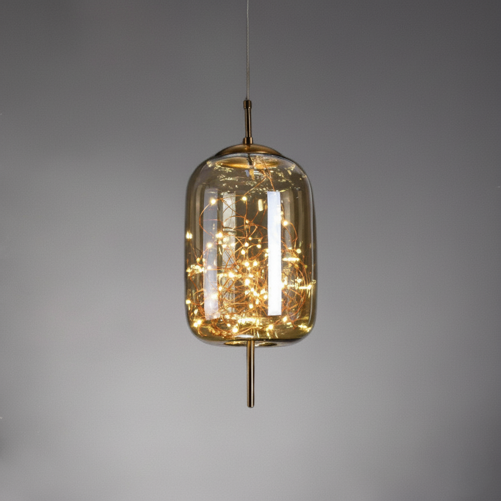 Glass Pendant Light with Adjustable Cord – Modern Minimalist Hanging Ceiling Fixture for Living Room, Bedroom & Dining | LED Ambient | Thomler