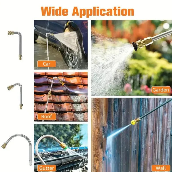 Telescoping Pressure Washer Extension Wand 24 ft Reach Brass & Stainless Steel 4000 PSI 284°F 0-40° Nozzles for Gutter Cleaning Roof | Thomler