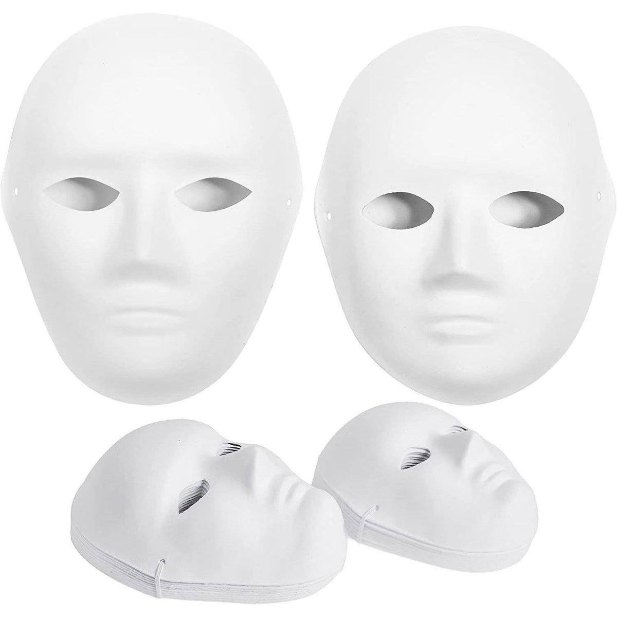 14-Pack Unpainted Papier-Mâché Face Masks for Costume Parties, DIY Crafts & Group Art Projects | Thomler