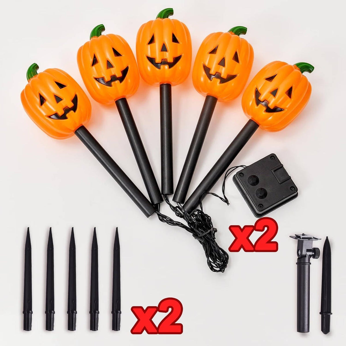 Solar Garden Stake Lights Jack-o'-Lantern Design 10-Pack Outdoor Halloween Decoration Pathway Lighting Weatherproof LED Yard Stakes for | Thomler