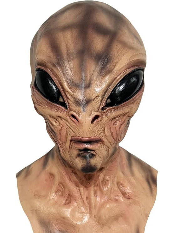 Full-Head Latex Extraterrestrial Mask for Halloween Costume Parties Adults One Size Breathable Design | Thomler