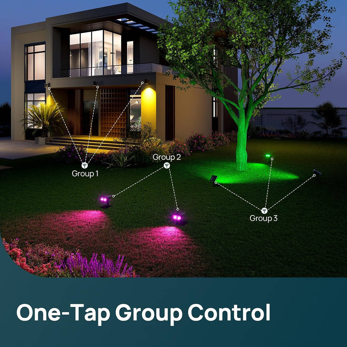 Outdoor Solar Spotlights with Color-Changing App Control for Yard & Pathway | Thomler