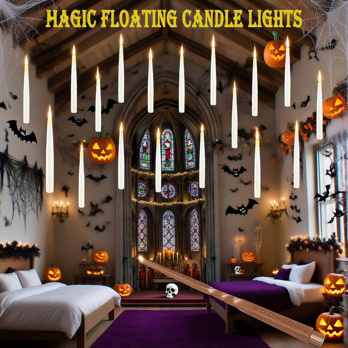 Battery-Operated Floating LED Candles with Wand Remote & Timer – 20-Pack for Seasonal Indoor Decor | Thomler