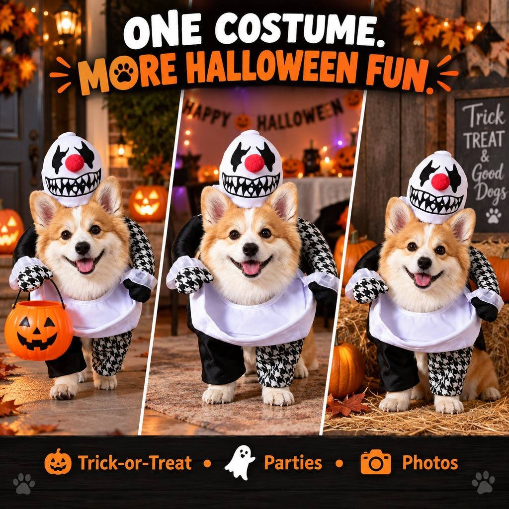 Pet Costume with Padded Fake Arms – 3D Walking Illusion for Dogs & Cats – Halloween Party Outfit | Thomler