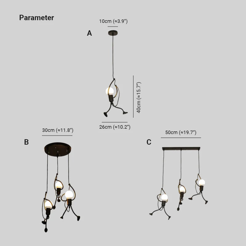 Superhero Silhouette Metal Pendant Light with Adjustable Cable & LED Bulbs | Thomler