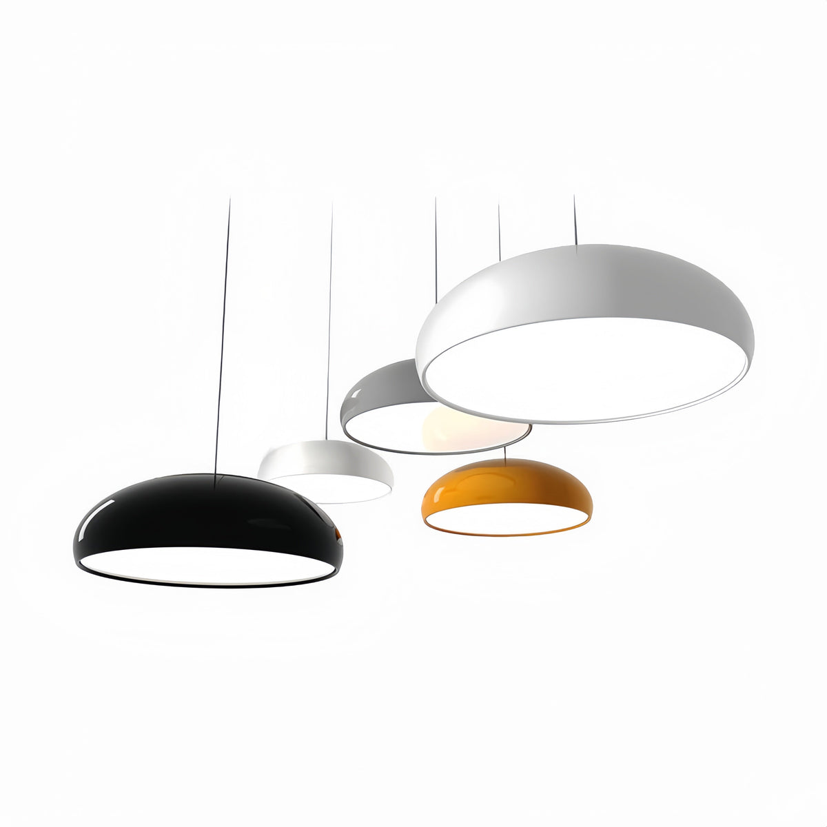 Modern Metal Dome Ceiling Fixture with Tri-Tone Dimming & LED Bulb – 14 to 24 inch Round Hardwired Indoor Hanging Lamp for Dining | Thomler