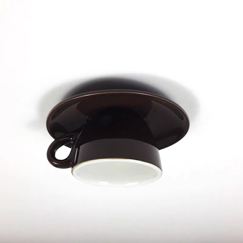 Ceramic Coffee Cup Ceiling Light Fixture – Flush Mount in Yellow, Blue, Pink & More Colors for Bedroom, Dining Room, Living Room | Thomler