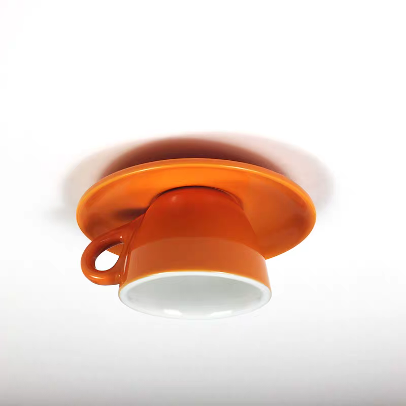 Ceramic Coffee Cup Ceiling Light Fixture – Flush Mount in Yellow, Blue, Pink & More Colors for Bedroom, Dining Room, Living Room | Thomler