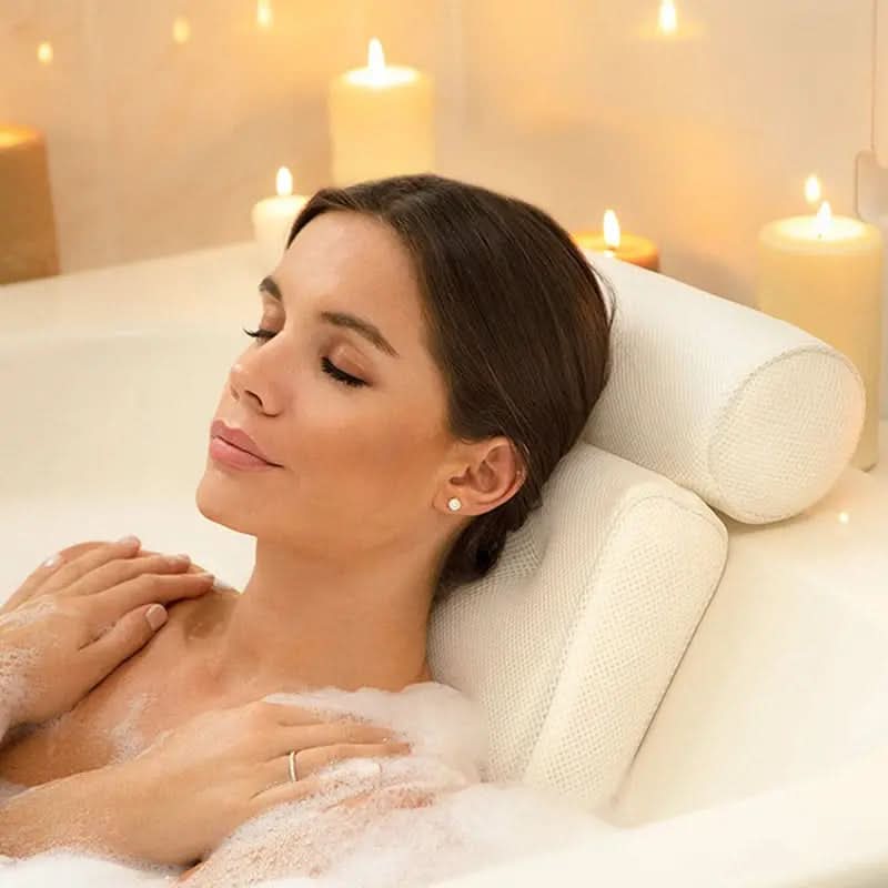 Bath Pillow 15 in x 13 in Ergonomic Neck Shoulder Support Spa Comfort Home Relaxation Cushion | Thomler
