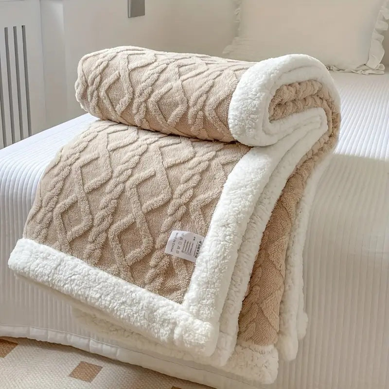 Reversible Sherpa Fleece Throw Blanket Plush Tufted Double-Sided for Couch Bed Sofa All-Season Warmth Bedroom Living Room Décor | Thomler