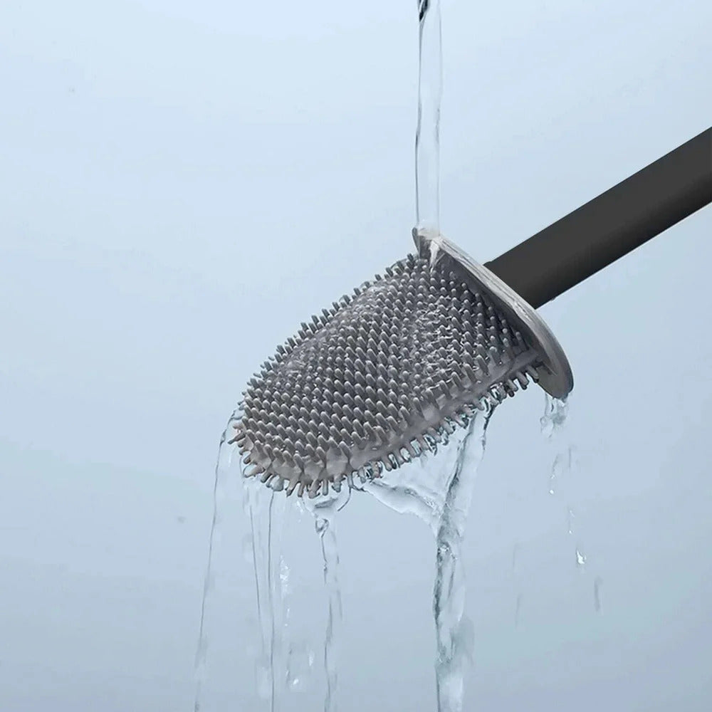 Flexible Silicone Toilet Brush with Holder and Wall Mount for Modern Bathrooms | Thomler
