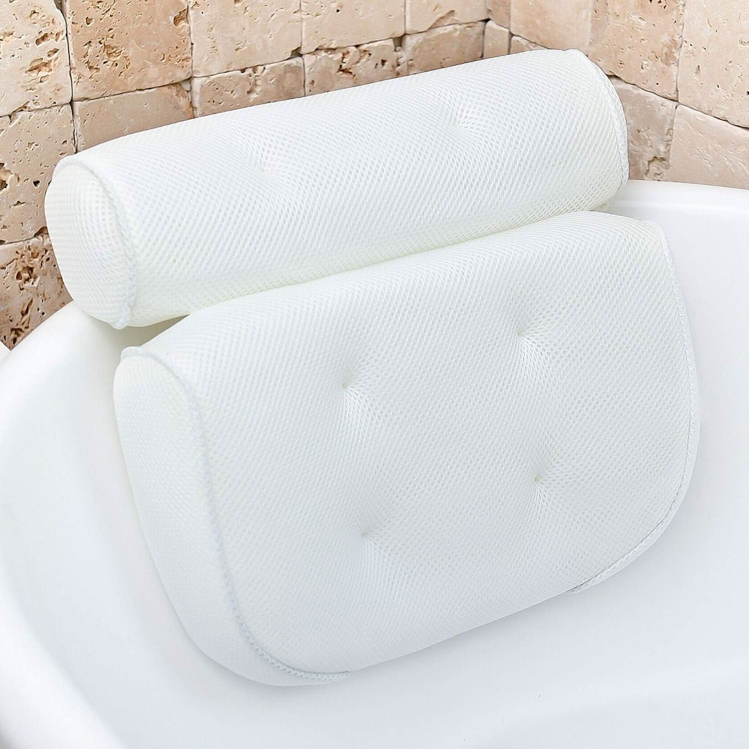 Bath Pillow 15 in x 13 in Ergonomic Neck Shoulder Support Spa Comfort Home Relaxation Cushion | Thomler