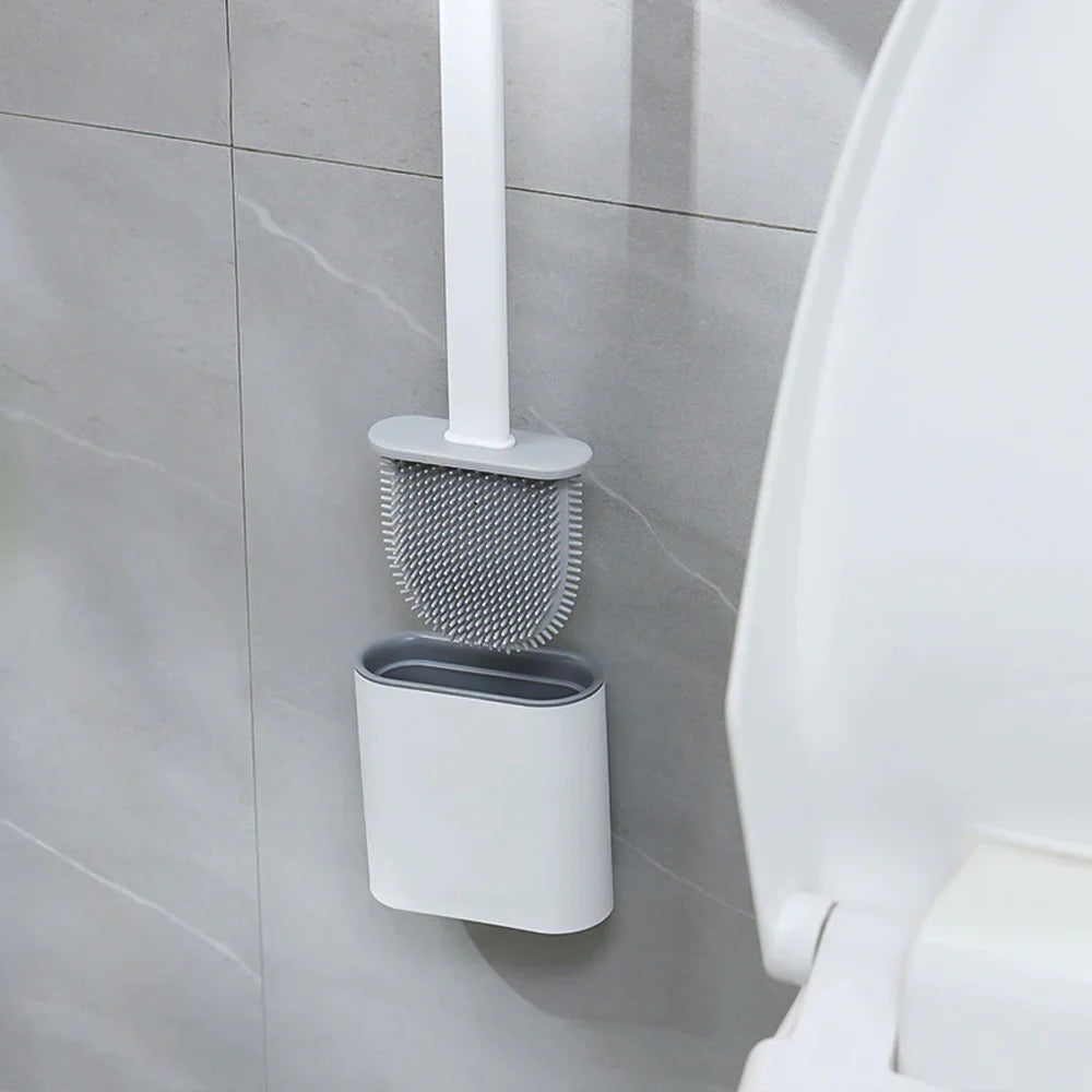 Flexible Silicone Toilet Brush with Holder and Wall Mount for Modern Bathrooms | Thomler