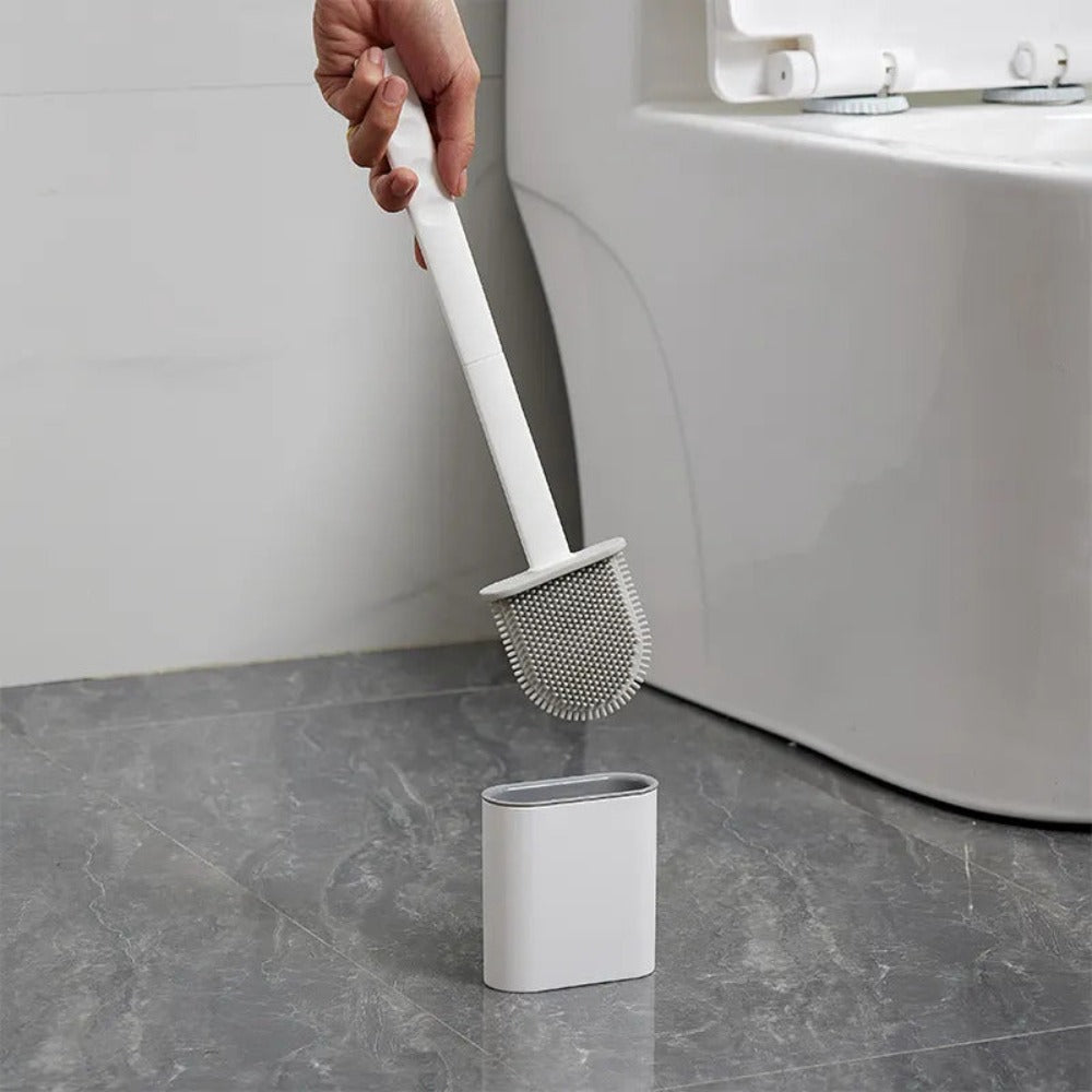 Flexible Silicone Toilet Brush with Holder and Wall Mount for Modern Bathrooms | Thomler