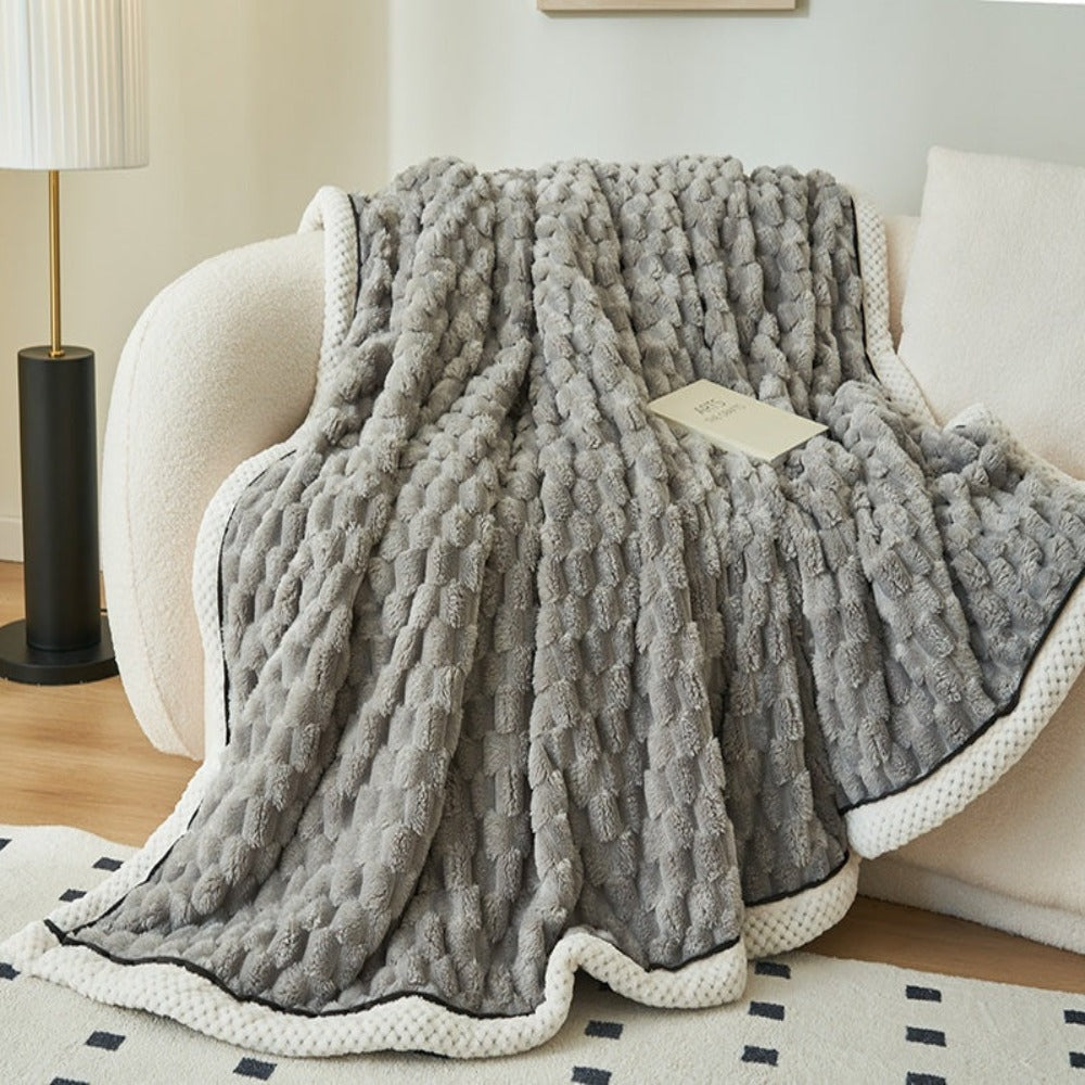 Textured Sherpa Fleece Throw Blanket for Couch Bed & Year-Round Comfort in Multiple Sizes & Colors for Living Room Bedroom Decor | Thomler