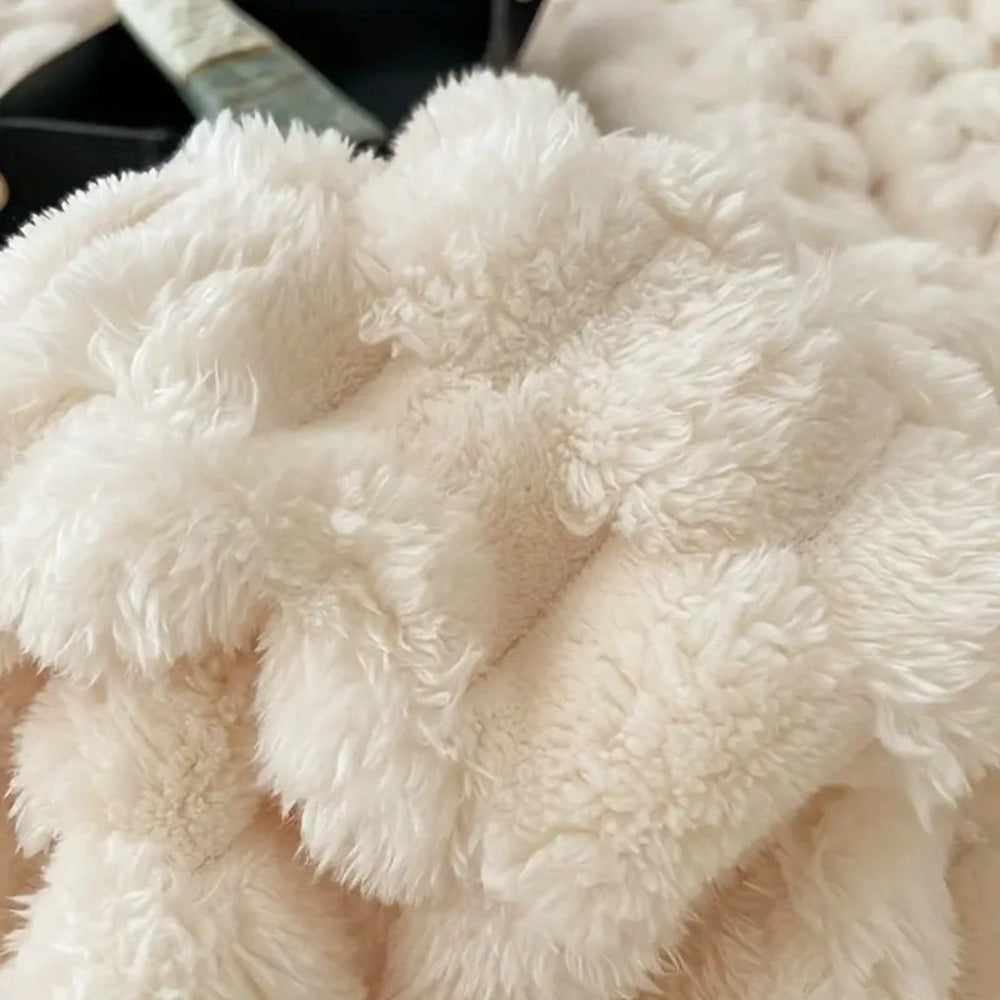 Textured Sherpa Fleece Throw Blanket for Couch Bed & Year-Round Comfort in Multiple Sizes & Colors for Living Room Bedroom Decor | Thomler