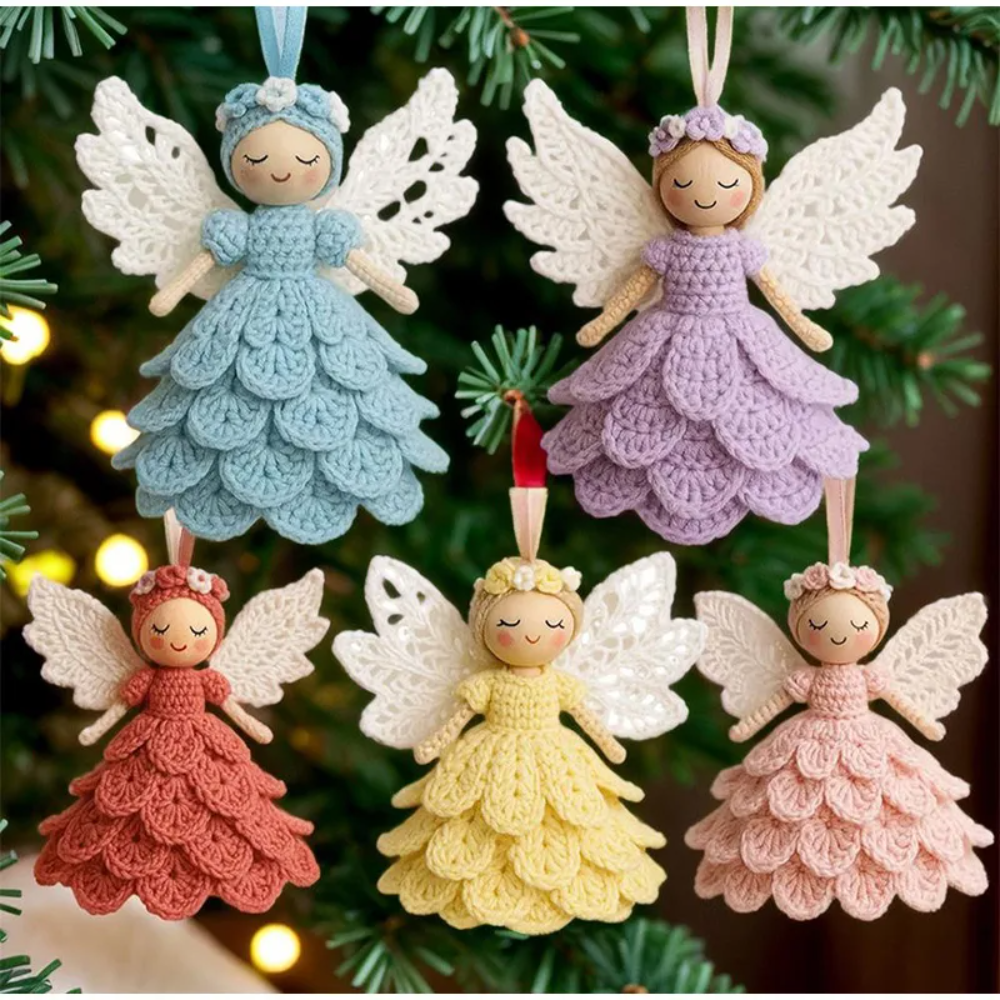 DIY Crochet Angel Craft Kit – Complete Beginner-Friendly Holiday Ornament Project with Yarn, Hook & Accessories for Christmas Decor & Gifts | Thomler