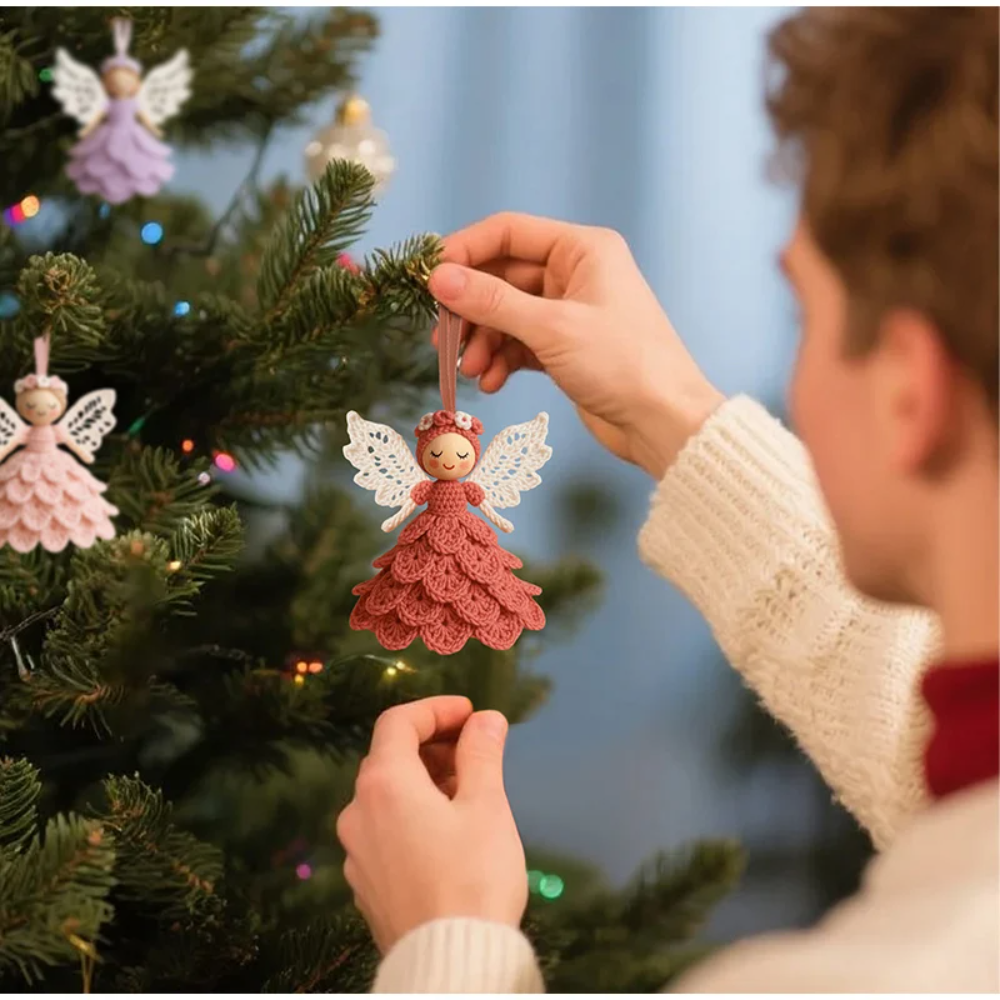 DIY Crochet Angel Craft Kit – Complete Beginner-Friendly Holiday Ornament Project with Yarn, Hook & Accessories for Christmas Decor & Gifts | Thomler