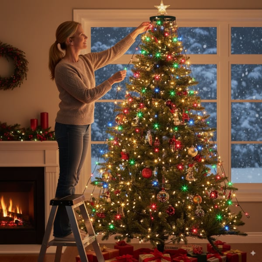 Cascading LED Tree Lights with Remote Control & Timer for 4-12 ft Christmas Trees | Thomler
