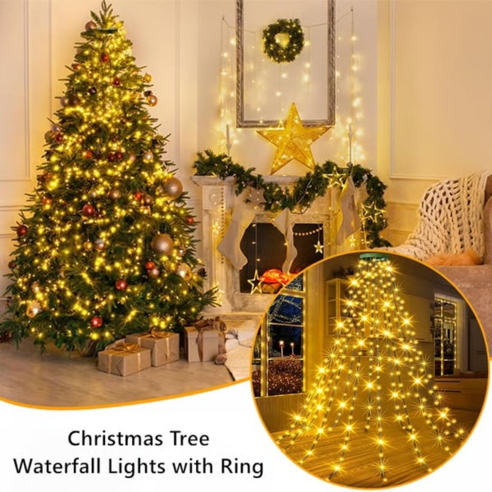 Cascading LED Tree Lights with Remote Control & Timer for 4-12 ft Christmas Trees | Thomler
