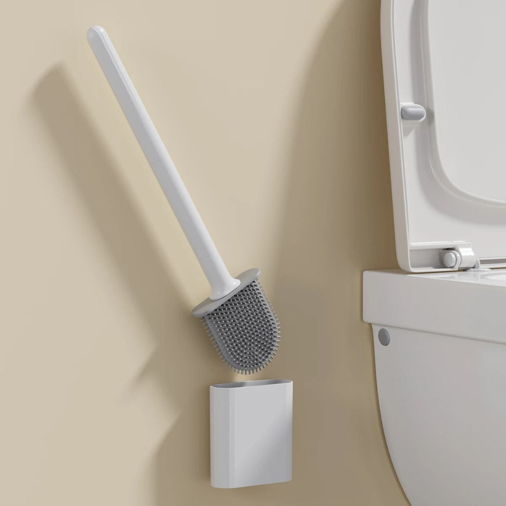 Flexible Silicone Toilet Brush with Holder and Wall Mount for Modern Bathrooms | Thomler