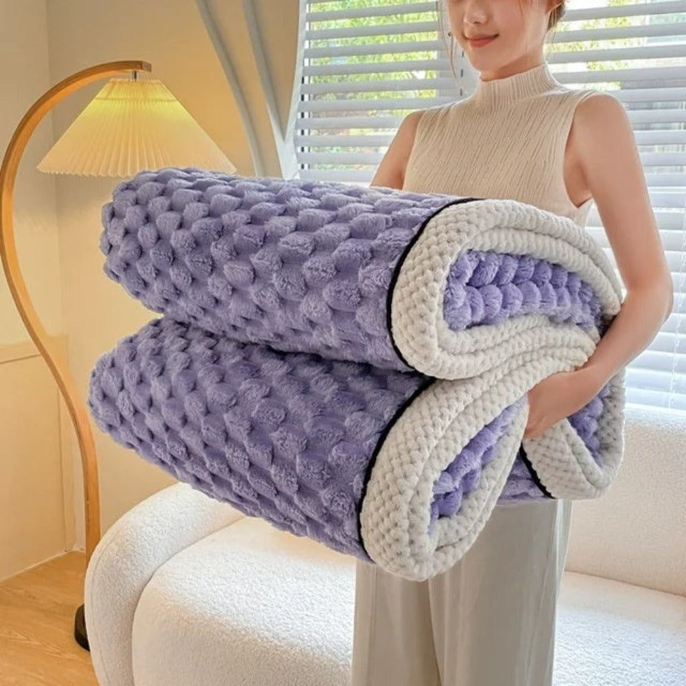 Textured Sherpa Fleece Throw Blanket for Couch Bed & Year-Round Comfort in Multiple Sizes & Colors for Living Room Bedroom Decor | Thomler