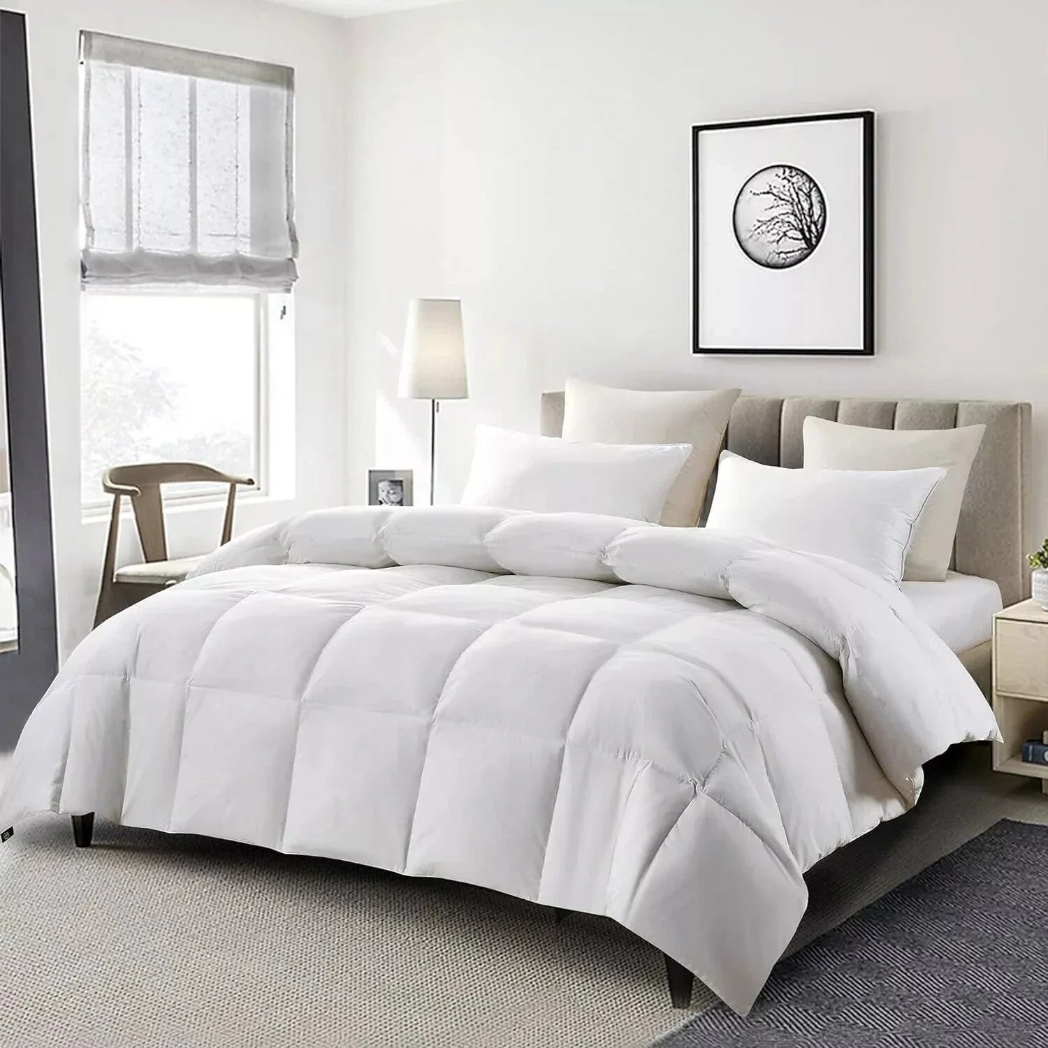 Down Comforter All Season Lightweight Breathable Quilt for Single Double Queen King Bed White Pink Gray 95% Goose Filled Year Round | Thomler