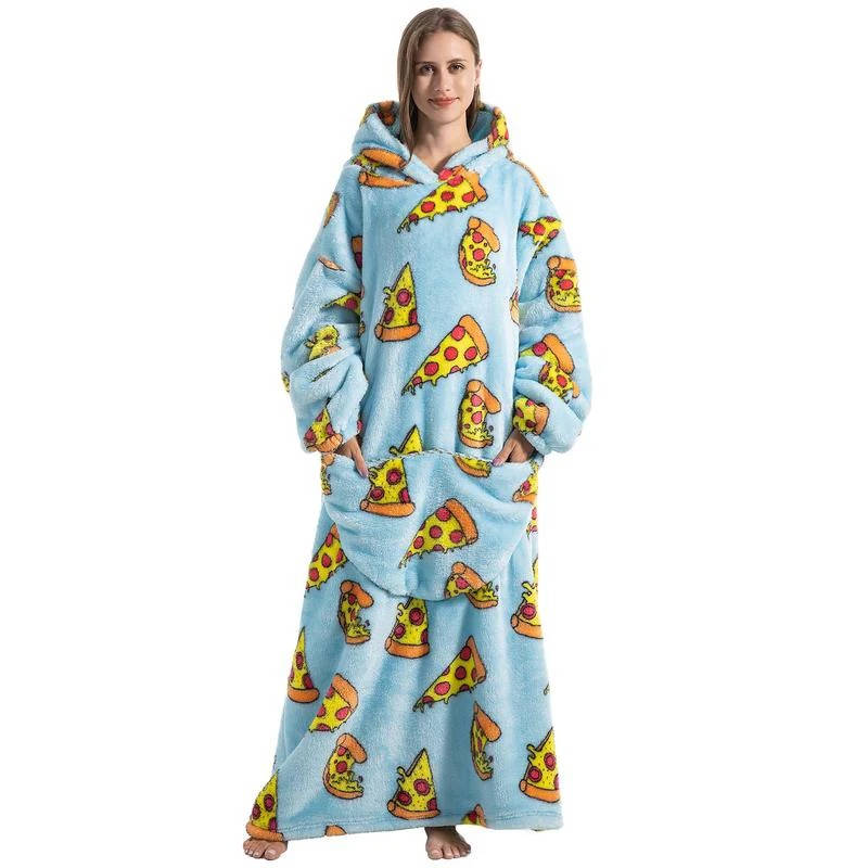 Oversized Hooded Throw with Sleeves – Dual-Layer Sherpa & Fleece for Couch Lounging, Gaming & Reading | Thomler