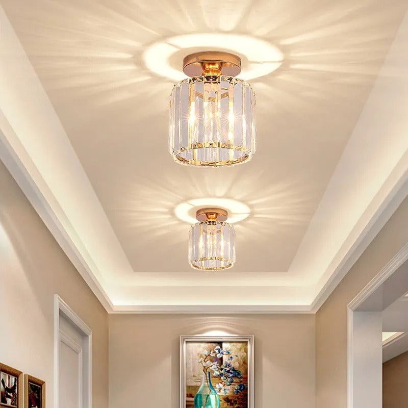 LED Flush Mount Fixture with Adjustable Temperature Settings – Crystal Shade – Square, Round & Hexagon Options | Thomler