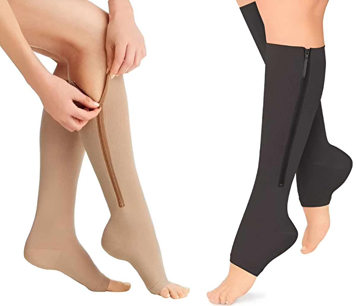 Zippered Compression Socks with 20-30 mmHg Support for Swelling & Circulation – Open Toe Design for Men & Women | Thomler