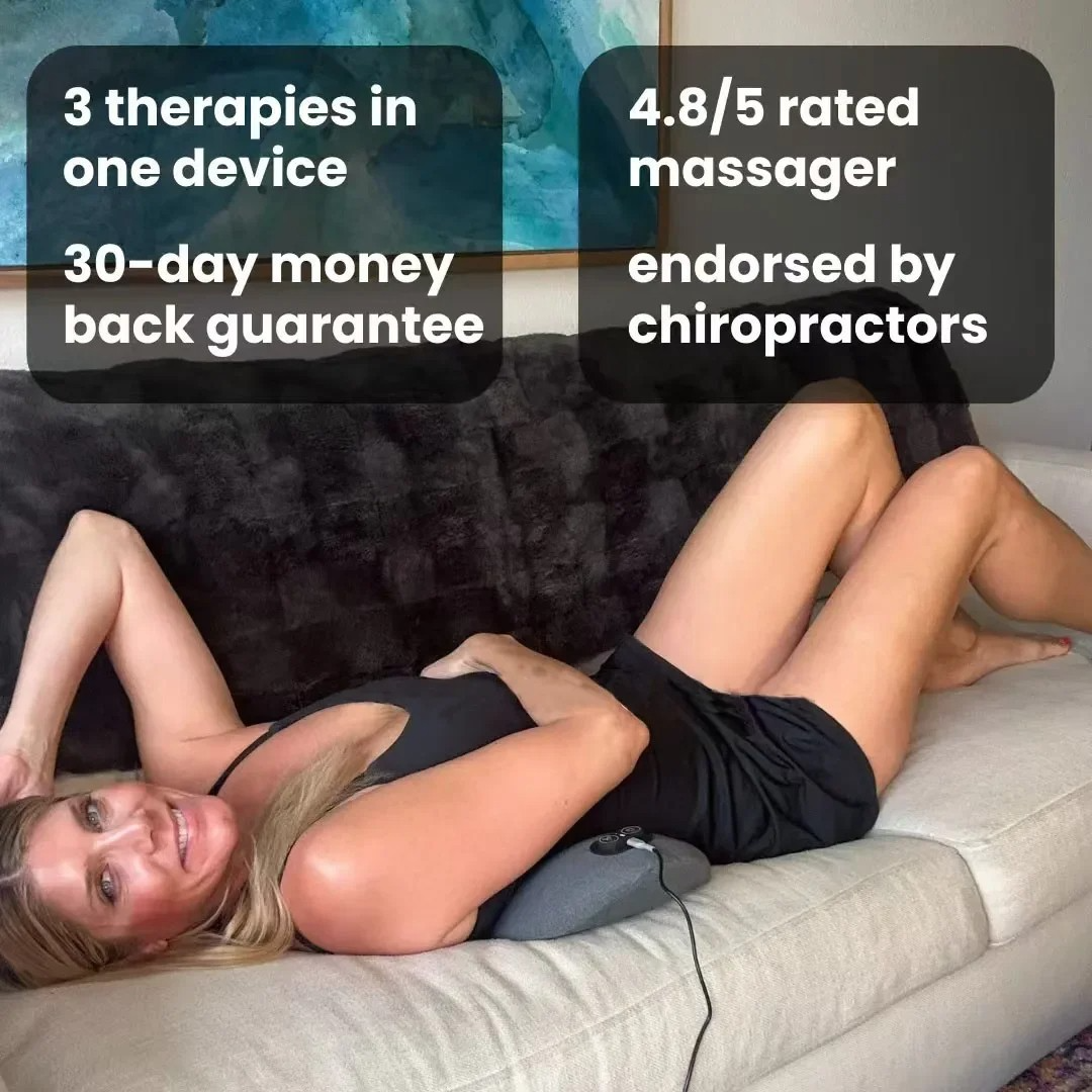 Lumbar Support Cushion with Heat & Vibration Therapy for Lower Back Pain, Sciatica Relief & Spine Alignment at Home or Office | Thomler