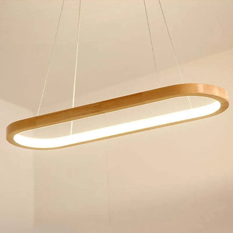 Hanging Ceiling Fixture with Natural Wood Finish & Acrylic Diffuser for Dining Rooms, Kitchen Islands & Living Spaces | Thomler