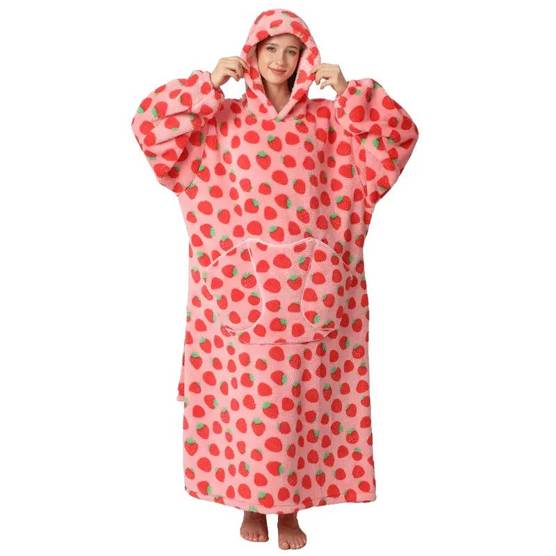 Oversized Hooded Throw with Sleeves – Dual-Layer Sherpa & Fleece for Couch Lounging, Gaming & Reading | Thomler