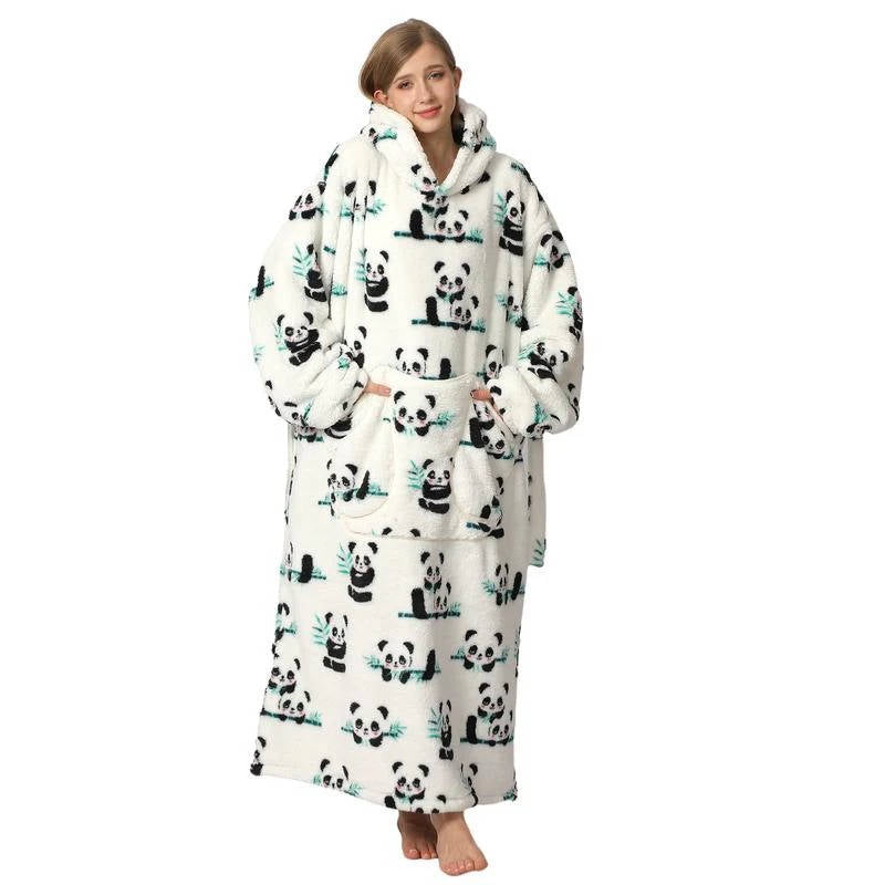 Oversized Hooded Throw with Sleeves – Dual-Layer Sherpa & Fleece for Couch Lounging, Gaming & Reading | Thomler