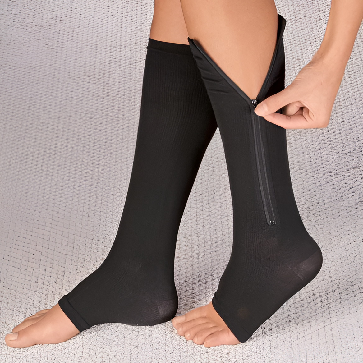Zippered Compression Socks with 20-30 mmHg Support for Swelling & Circulation – Open Toe Design for Men & Women | Thomler