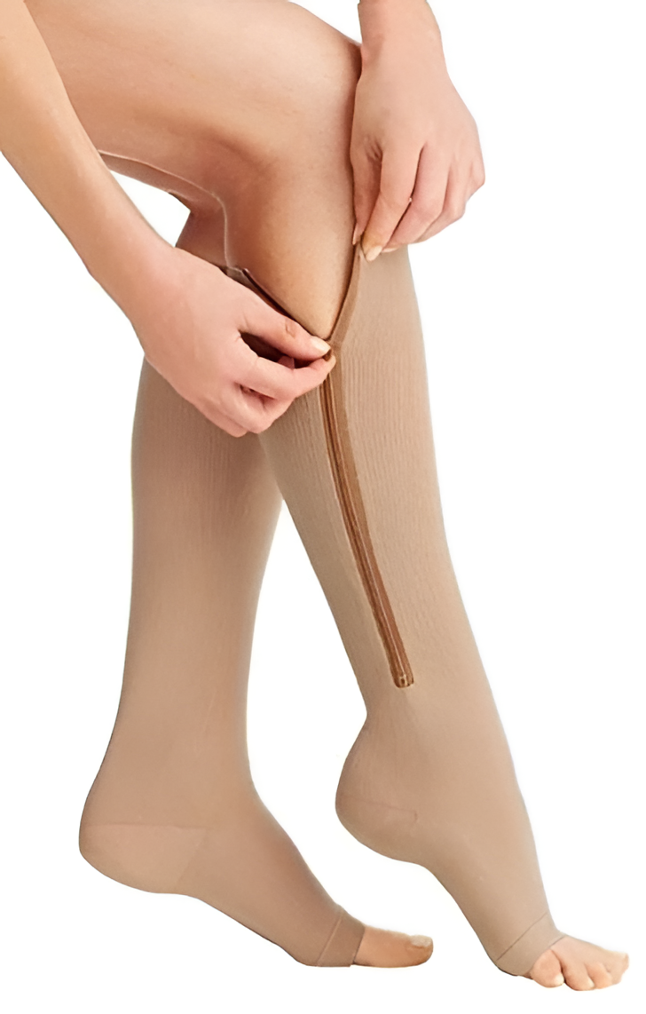 Zippered Compression Socks with 20-30 mmHg Support for Swelling & Circulation – Open Toe Design for Men & Women | Thomler