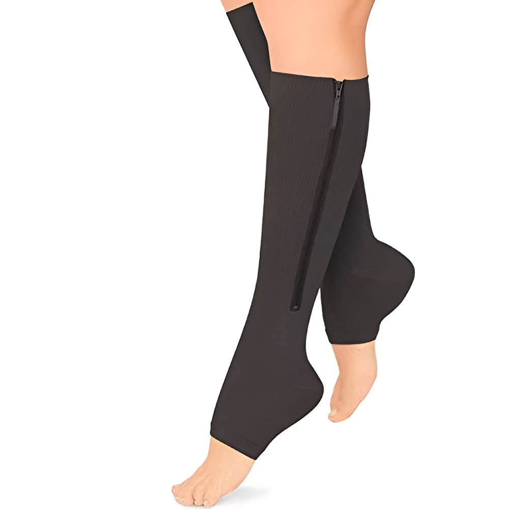Zippered Compression Socks with 20-30 mmHg Support for Swelling & Circulation – Open Toe Design for Men & Women | Thomler