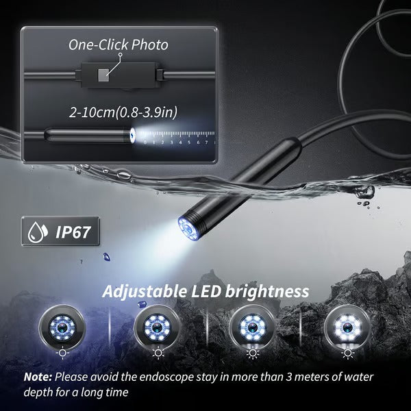 Inspection Camera 5.0 m 1080P HD Flexible Cable Drain Pipe Car Engine Endoscope With LED Light Smartphone Viewer | Thomler