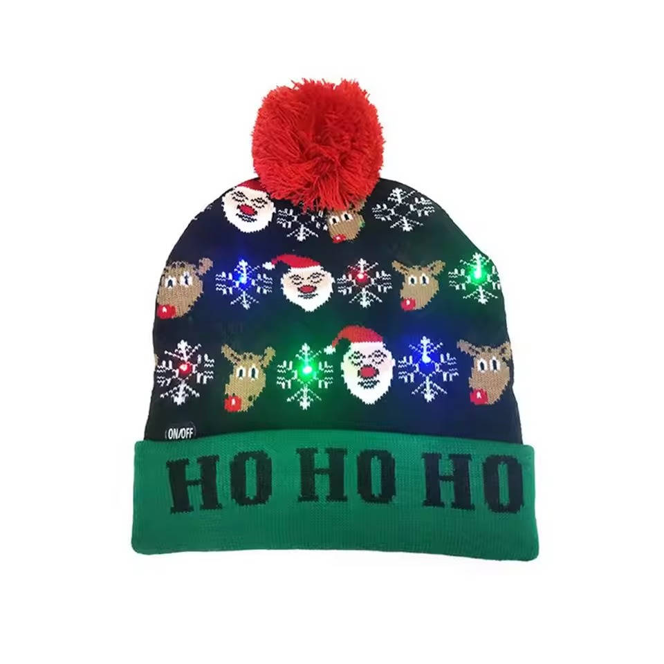 LED Knit Beanie with Pompom – Multi-Mode Holiday Winter Cap for Adults Kids Teens | Thomler