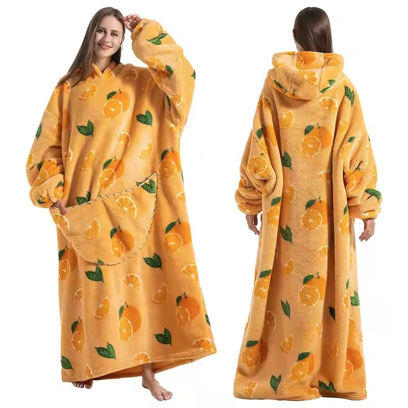 Oversized Hooded Throw with Sleeves – Dual-Layer Sherpa & Fleece for Couch Lounging, Gaming & Reading | Thomler